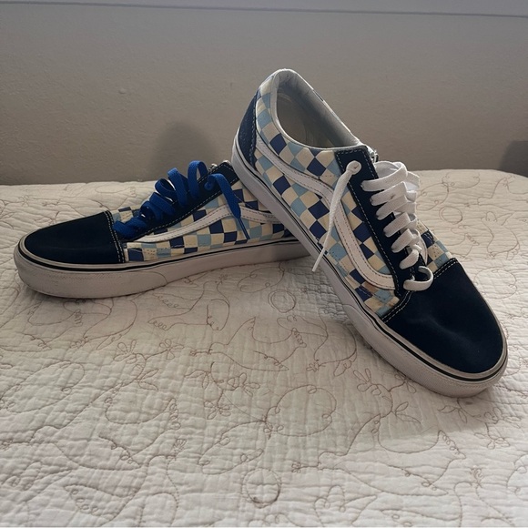 Vans Old Skool Blue Topaz Checkerboard Lace Up Men’s 9.5 Women’s 11 - Picture 9 of 12